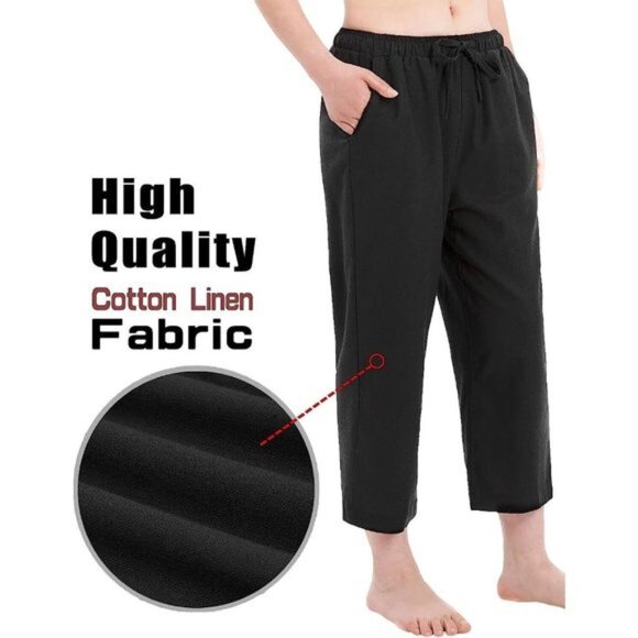 Tommy Bahama 100% Linen Drawstring Waist Loose Wide Leg Crop Pant L - Picture 3 of 9